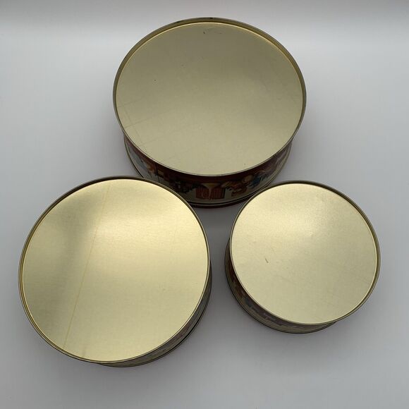 Vtg House of Lloyd 3 Nesting Tins plus 1 Round Tray 1989 with Plush Teddy Bear - Picture 4 of 11